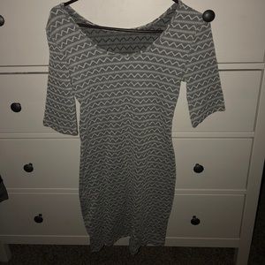 Grey and white fitted dress